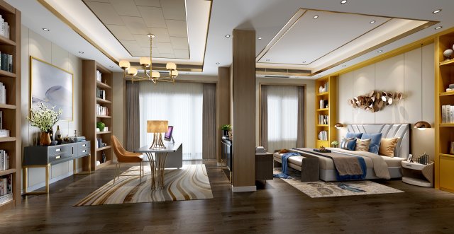 modern bedroom 3D Модель .c4d .max .obj .3ds .fbx .stl .blend 