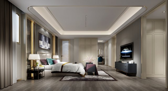 modern bedroom 3D Модель .c4d .max .obj .3ds .fbx .stl .blend 