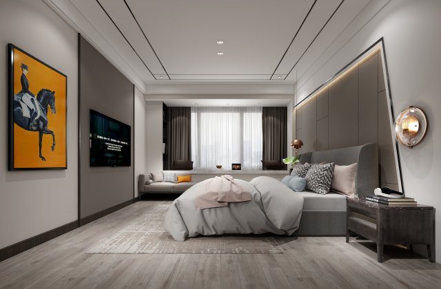 modern bedroom 3D Модель .c4d .max .obj .3ds .fbx .stl .blend 