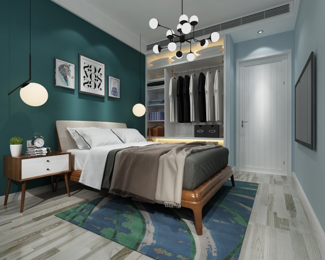 modern bedroom Model 3D .c4d .max .obj .3ds .fbx .stl .blend 