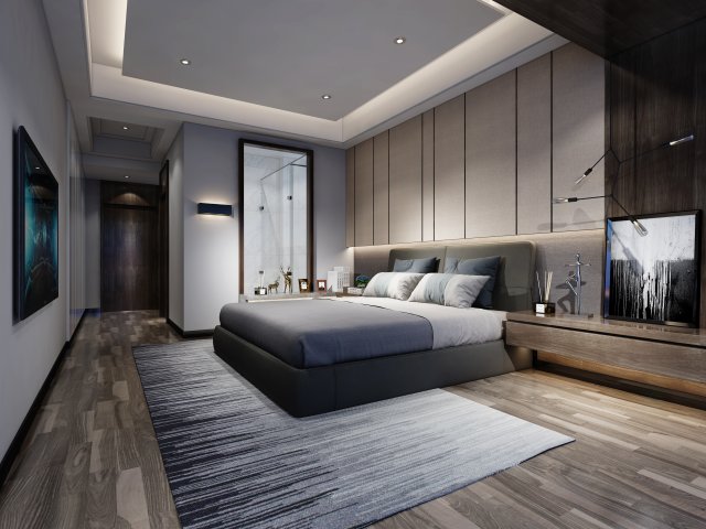 modern bedroom 3D Model .c4d .max .obj .3ds .fbx .stl .blend 