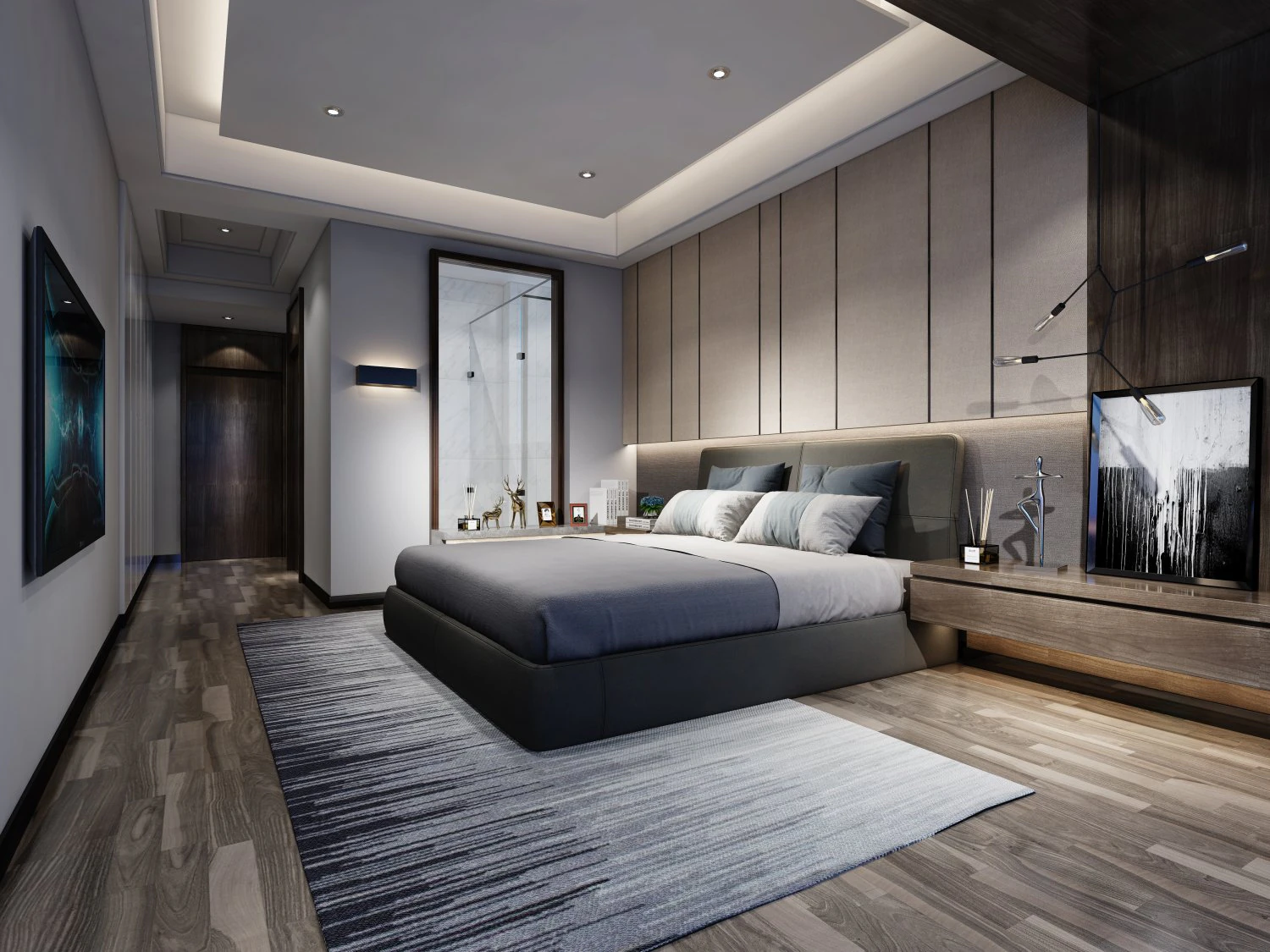 Modern bedroom 3D Model .c4d .max .obj .3ds .fbx .stl .blend 