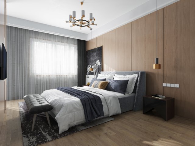 modern bedroom 3D 模型 .c4d .max .obj .3ds .fbx .stl .blend 