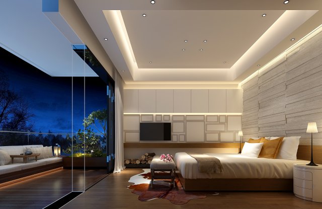 modern bedroom 3D Model .c4d .max .obj .3ds .fbx .stl .blend 