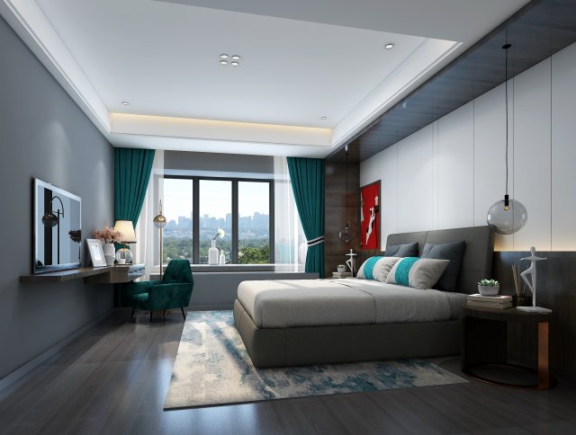 modern bedroom 3D Model .c4d .max .obj .3ds .fbx .stl .blend 