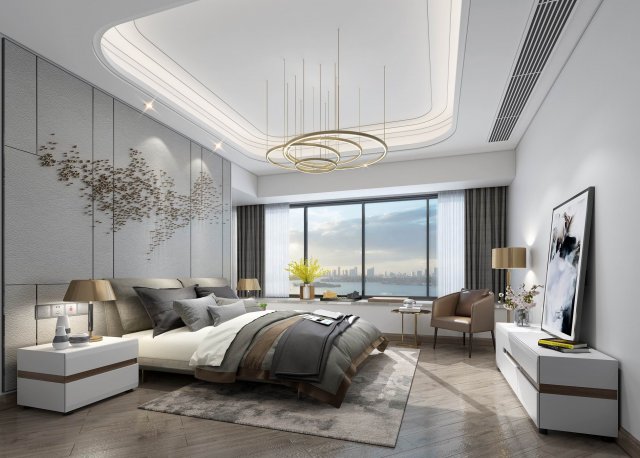 modern bedroom Modelo 3D .c4d .max .obj .3ds .fbx .stl .blend 