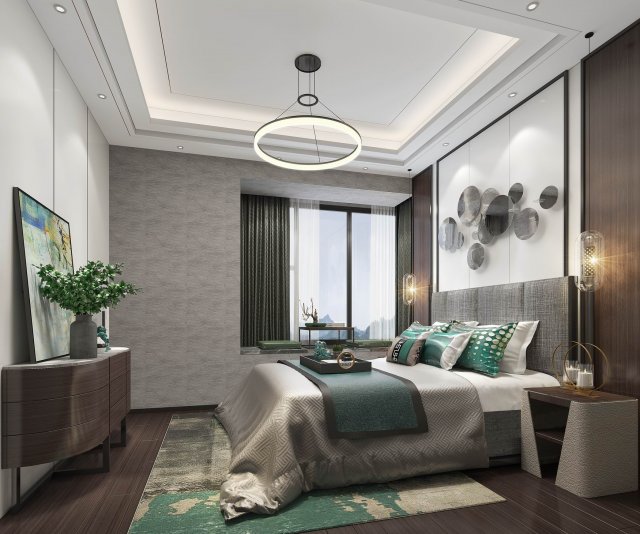 modern bedroom 3D Model .c4d .max .obj .3ds .fbx .stl .blend