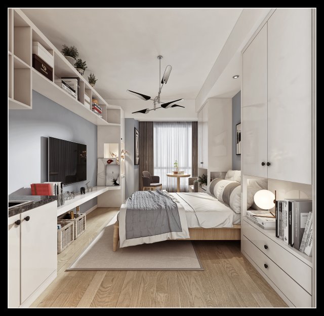 modern bedroom 3D 模型 .c4d .max .obj .3ds .fbx .stl .blend 