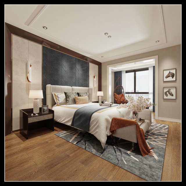 modern bedroom 3D Model .c4d .max .obj .3ds .fbx .stl .blend 
