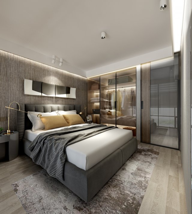 modern bedroom 3D 模型 .c4d .max .obj .3ds .fbx .stl .blend 