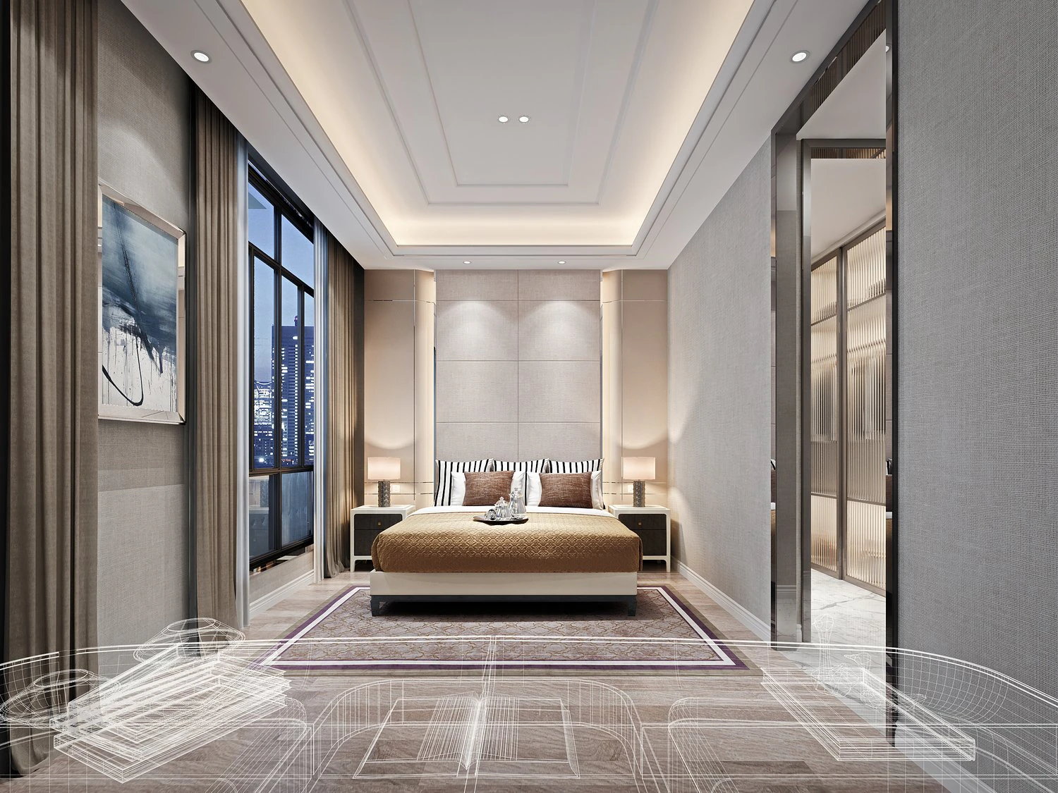modern bedroom 3D Model .c4d .max .obj .3ds .fbx .stl .blend 