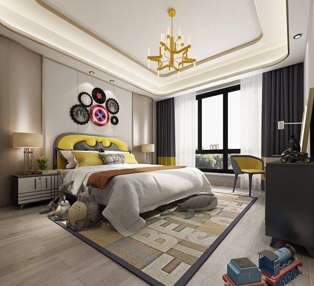 modern bedroom Modelo 3D .c4d .max .obj .3ds .fbx .stl .blend 