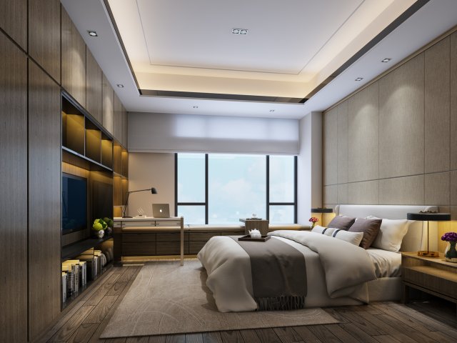 modern bedroom 3Dモデル .c4d .max .obj .3ds .fbx .stl .blend 