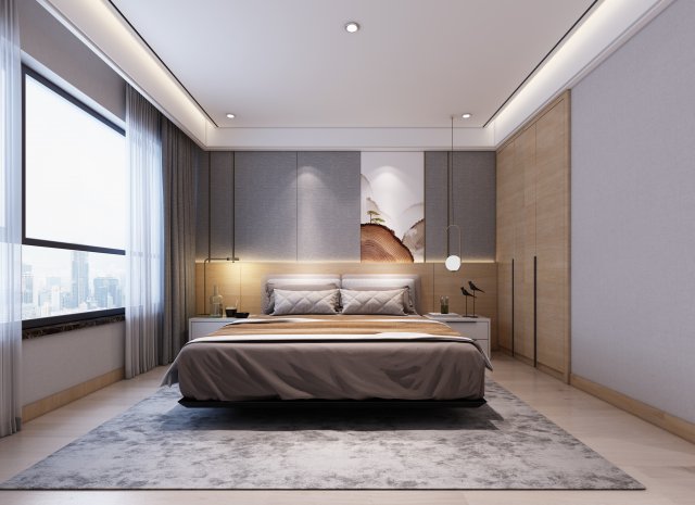 modern bedroom 3D Модель .c4d .max .obj .3ds .fbx .stl .blend 
