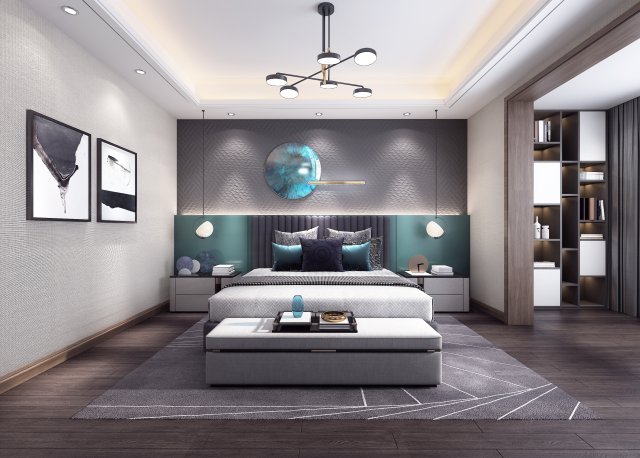 modern bedroom Modello 3D .c4d .max .obj .3ds .fbx .stl .blend 