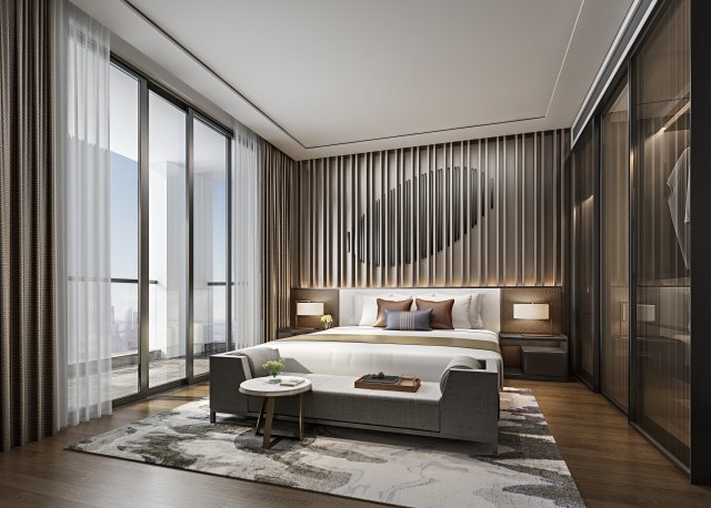 modern bedroom Modelo 3D .c4d .max .obj .3ds .fbx .stl .blend 