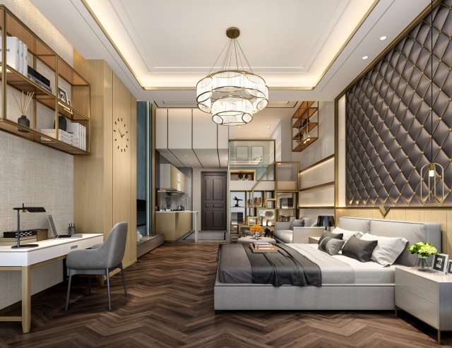 modern bedroom 3D Model .c4d .max .obj .3ds .fbx .stl .blend 