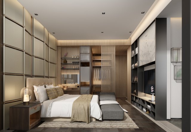modern bedroom Model 3D .c4d .max .obj .3ds .fbx .stl .blend 