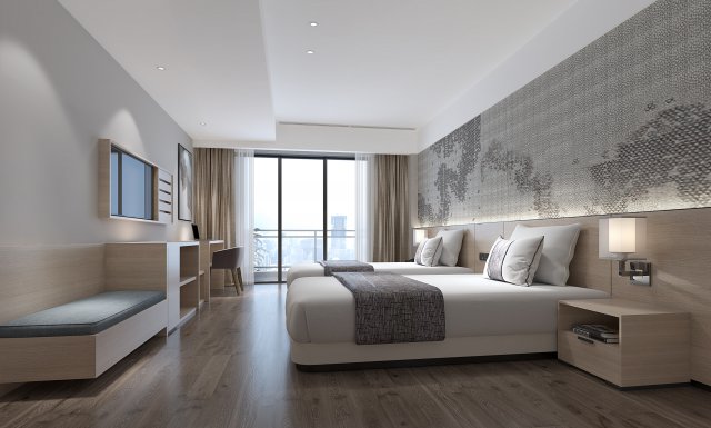 modern bedroom Modello 3D .c4d .max .obj .3ds .fbx .stl .blend 