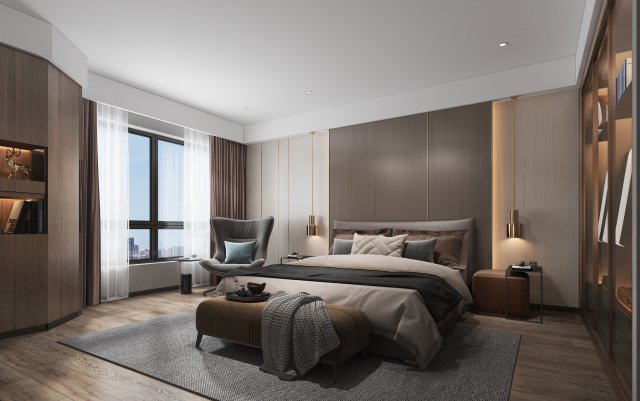 modern bedroom 3D Модель .c4d .max .obj .3ds .fbx .stl .blend 