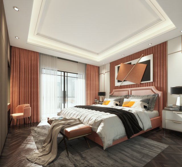 modern bedroom 3D मॉडल .c4d .max .obj .3ds .fbx .stl .blend 