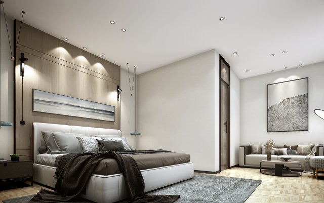 modern bedroom 3Dモデル .c4d .max .obj .3ds .fbx .stl .blend 