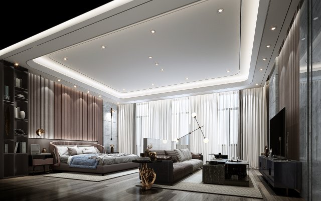 modern bedroom 3D Модель .c4d .max .obj .3ds .fbx .stl .blend