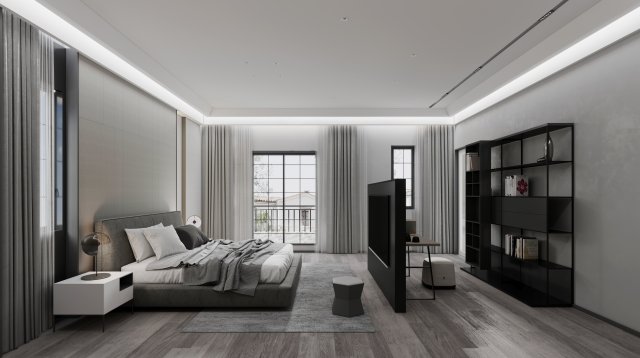 modern bedroom 3D Model .c4d .max .obj .3ds .fbx .stl .blend 