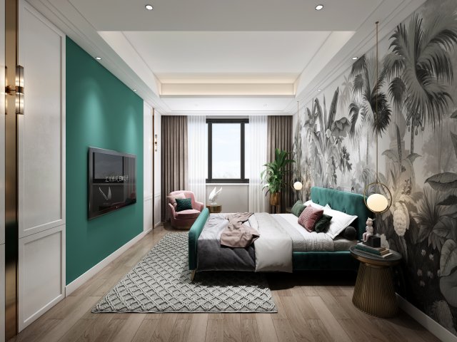 modern bedroom 3D 모델 .c4d .max .obj .3ds .fbx .stl .blend 