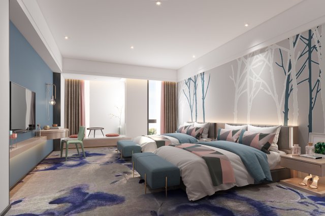 modern bedroom 3D 모델 .c4d .max .obj .3ds .fbx .stl .blend 