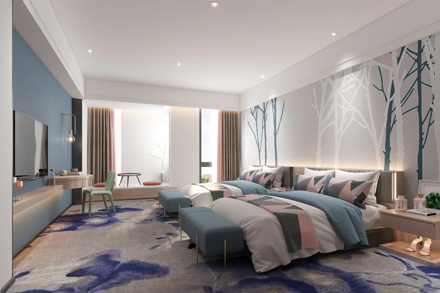 modern bedroom 3D Model .c4d .max .obj .3ds .fbx .stl .blend 
