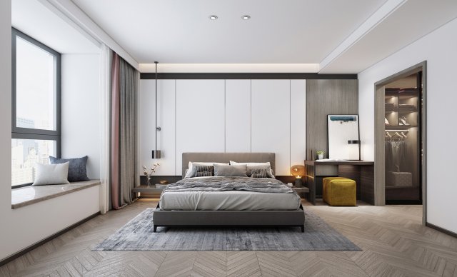 modern bedroom 3D Модель .c4d .max .obj .3ds .fbx .stl .blend 