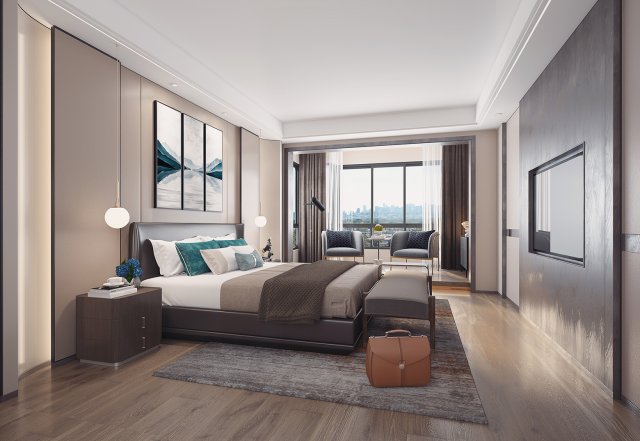 modern bedroom 3D 模型 .c4d .max .obj .3ds .fbx .stl .blend 