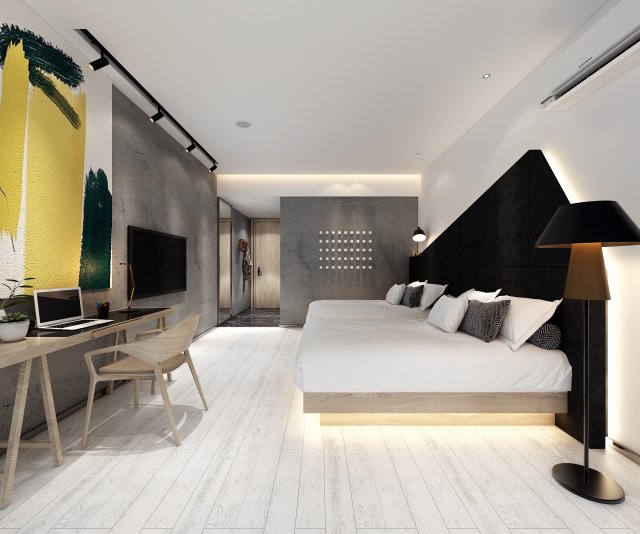 modern bedroom 3D 模型 .c4d .max .obj .3ds .fbx .stl .blend 