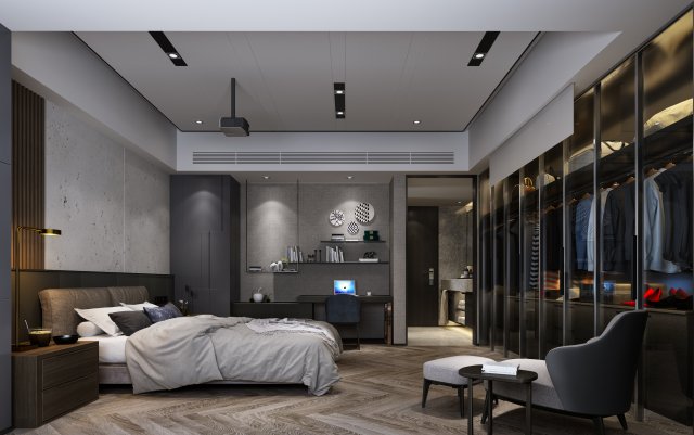 modern bedroom 3D Model .c4d .max .obj .3ds .fbx .stl .blend 
