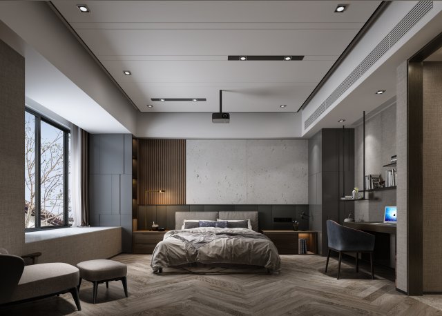 modern bedroom 3D 模型 .c4d .max .obj .3ds .fbx .stl .blend 