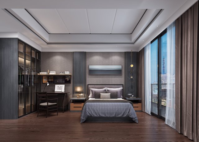 modern bedroom Modelo 3D .c4d .max .obj .3ds .fbx .stl .blend 