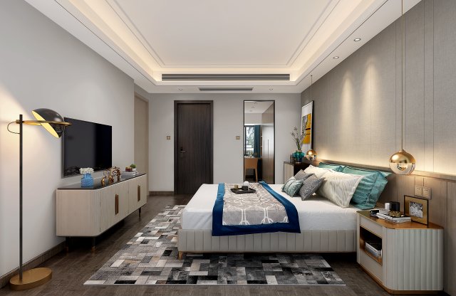 modern bedroom Modelo 3D .c4d .max .obj .3ds .fbx .stl .blend 