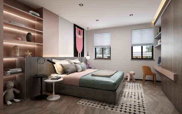 modern bedroom 3D Model .c4d .max .obj .3ds .fbx .stl .blend 
