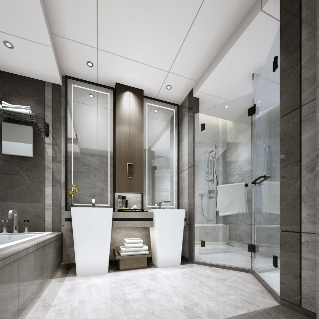 modern toilet bathroom 3D Модель .c4d .max .obj .3ds .fbx .stl .blend 