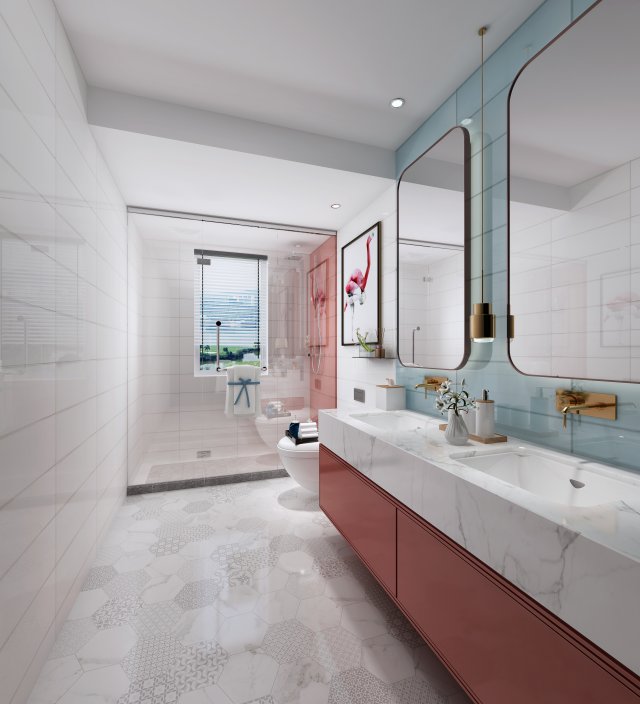 modern toilet bathroom 3D Модель .c4d .max .obj .3ds .fbx .stl .blend 