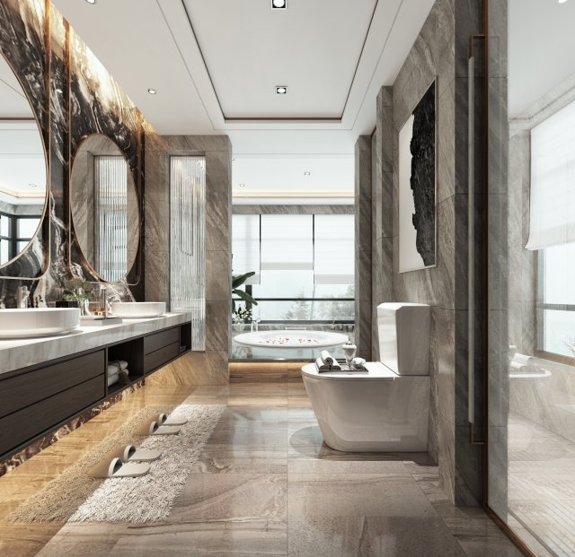 modern toilet bathroom 3D Model .c4d .max .obj .3ds .fbx .stl .blend 
