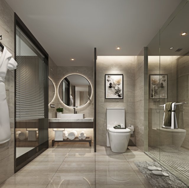 modern toilet bathroom 3D Модель .c4d .max .obj .3ds .fbx .stl .blend 