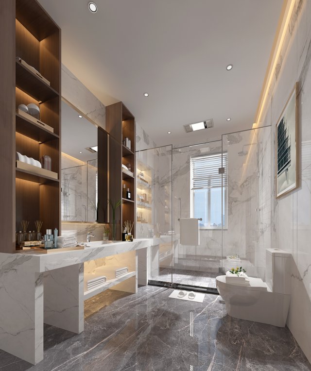 modern toilet bathroom 3D Модель .c4d .max .obj .3ds .fbx .stl .blend 