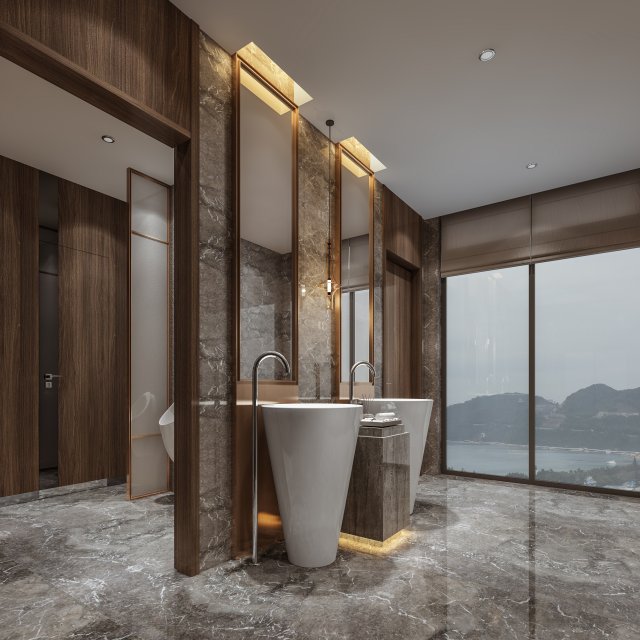 modern toilet bathroom 3D Model .c4d .max .obj .3ds .fbx .stl .blend 