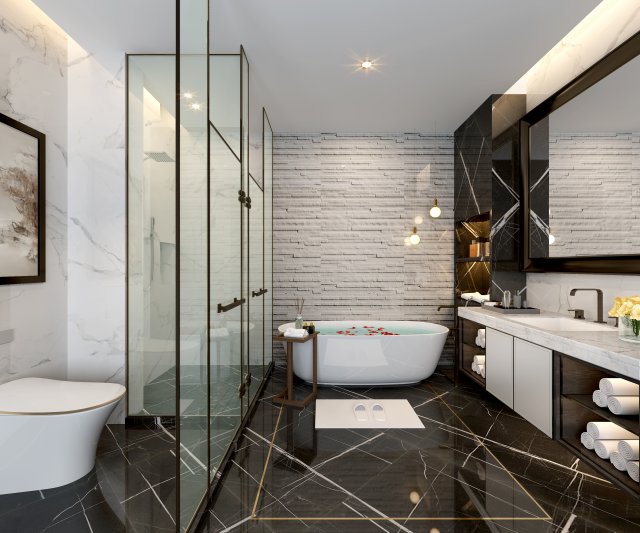 modern toilet bathroom 3D Модель .c4d .max .obj .3ds .fbx .stl .blend 
