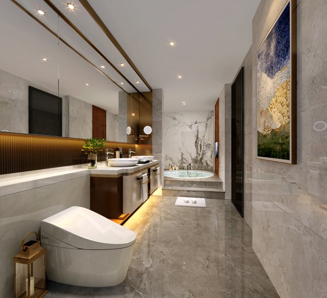 modern toilet bathroom Modelo 3D .c4d .max .obj .3ds .fbx .stl .blend 