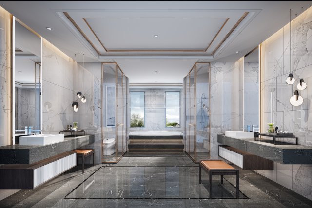 modern toilet bathroom 3D 模型 .c4d .max .obj .3ds .fbx .stl .blend 