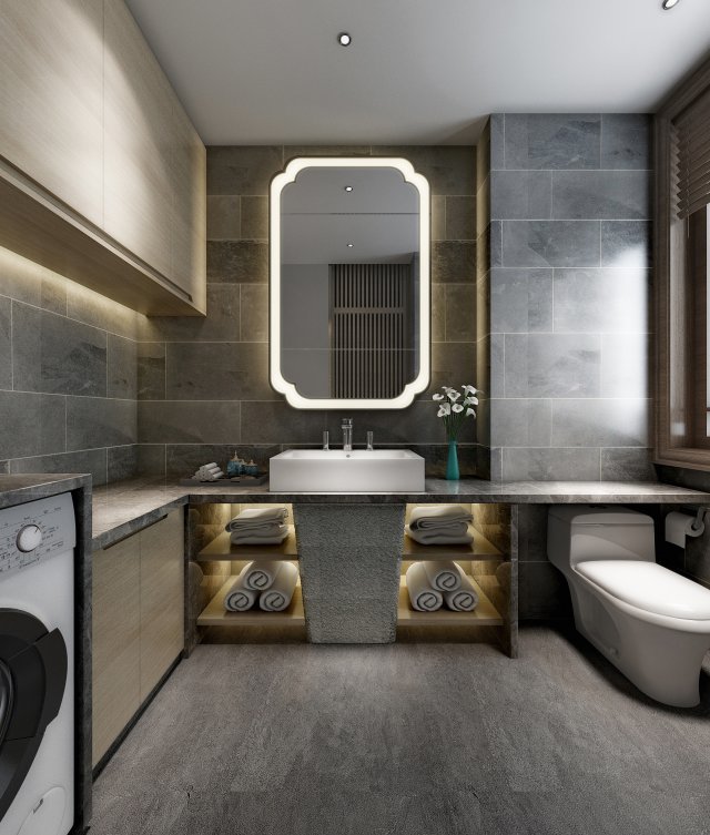 modern toilet bathroom Modelo 3D .c4d .max .obj .3ds .fbx .stl .blend 