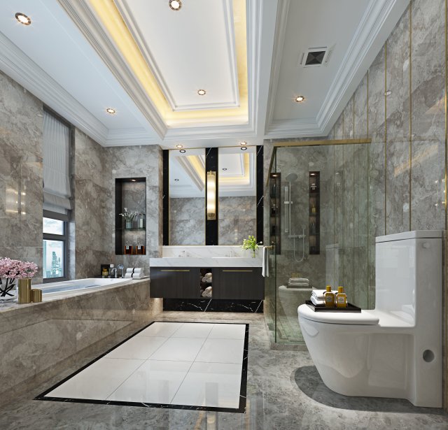modern toilet bathroom 3D Model .c4d .max .obj .3ds .fbx .stl .blend 